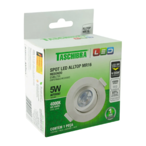 SPOT EMBUTIR REDONDO ALLTOP LED MR16 5W 4000k TASCHIBRA