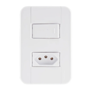 CONJUNTO 4X2 COM 1 INTERRUPTOR SIMPLES 10A 250V E 1 TOMADA 2P+T 20A 250V TABLET BRANCO TRAMONTINA